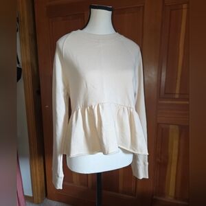 Forever 21 NWOT Cream peplum blouse top shirt Size Small